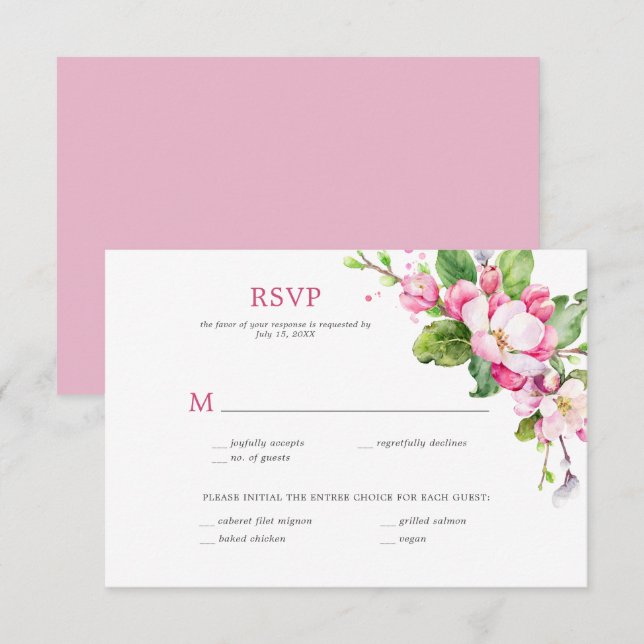 Fleurs de pommier roses et blanches RSVP (Devant / Derrière)