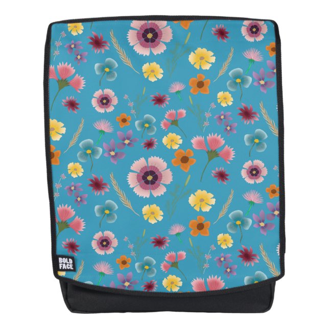 Fleurs de prairie en sac à dos bleu (Devant)