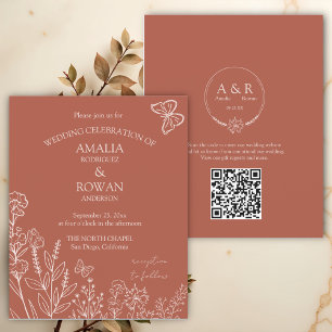 Fleurs de prairie Terracotta Mariage Invitation bu