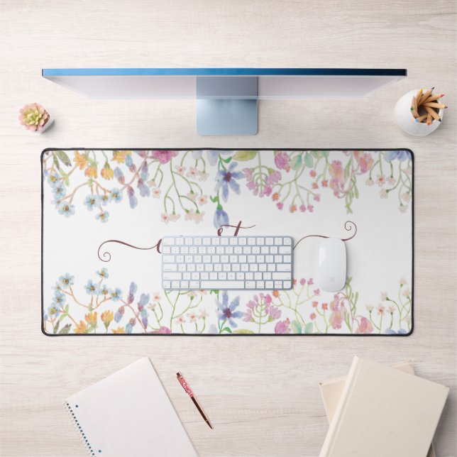 Fleurs de printemps à l'aquarelle personnalisées (Bureau 1)