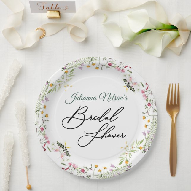 Fleurs de printemps assiettes en papier (Mariage)