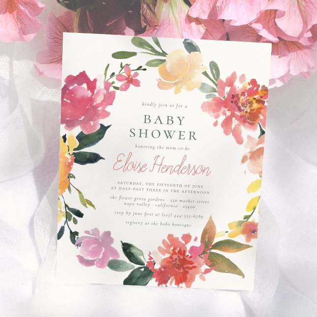Fleurs de printemps | Baby Shower Fille Simple Bud (Créateur téléchargé)