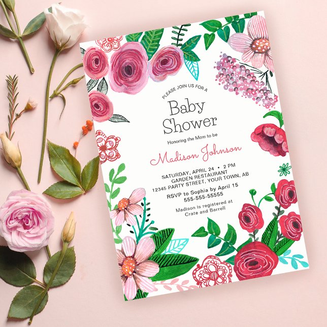 Fleurs de printemps | BABY SHOWER | Invitation (Créateur téléchargé)