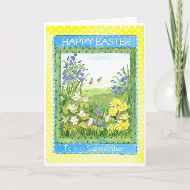 Fleurs de printemps Carte de Pâques pour une Stepm (Devant)