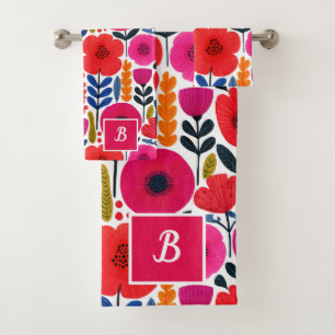 Fleurs de printemps colorées Aquarelle BOHO Monogr