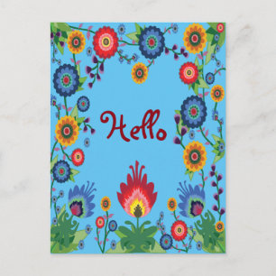 Fleurs de printemps colorées Carte postale 'Hello'