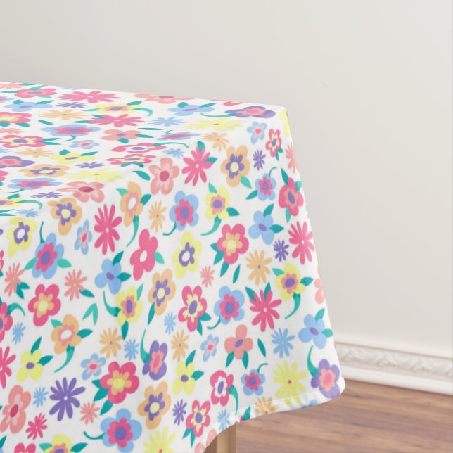 Fleurs de printemps colorées mignonnes nappe motif (In Situ)