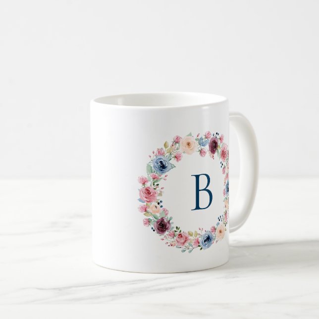 Fleurs de printemps colorées Wreath Coffee Mug (Devant droit)