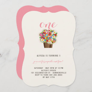 Fleurs de printemps Cupcake 1er Invitation de fête