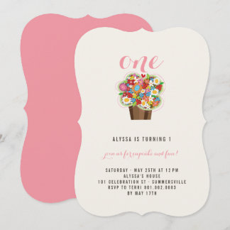 Fleurs de printemps Cupcake 1er Invitation de fête