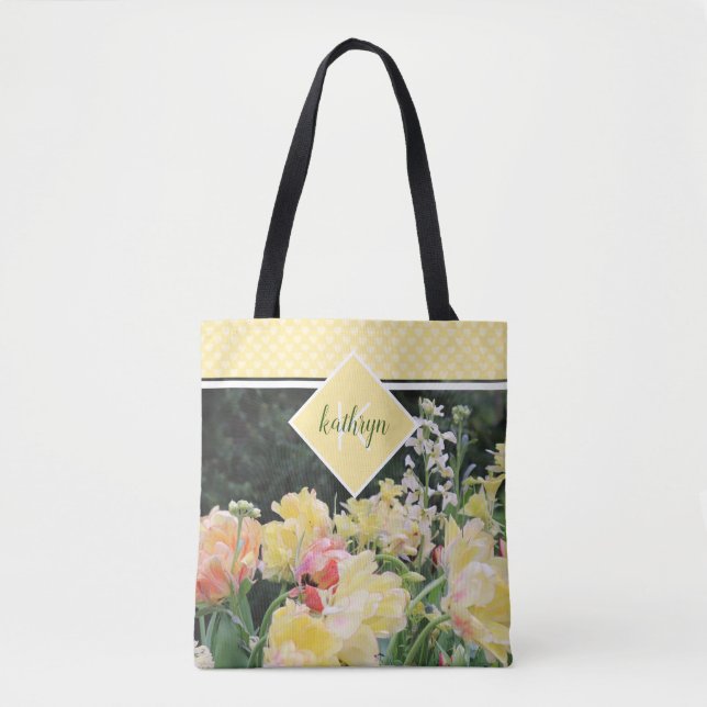 Fleurs de printemps et Coeurs Jaunes Sac fourre-to (Devant)