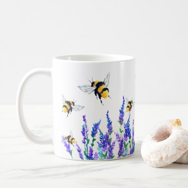 Fleurs de printemps et Mug de café d'abeilles (Avec donut)