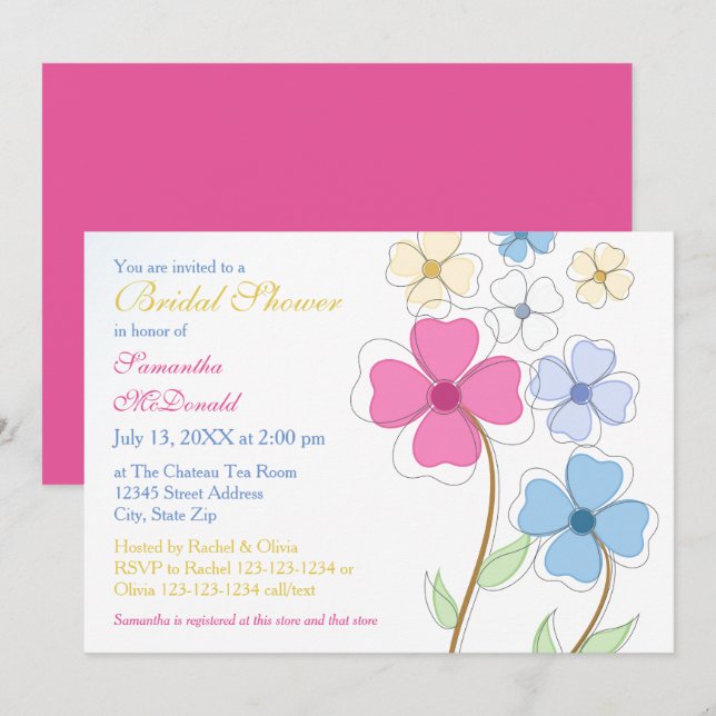 Fleurs de printemps - Invitation à une fête de mar (Devant / Derrière)