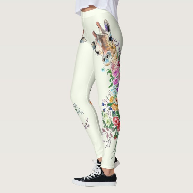 Fleurs de printemps Leggings en girafe - Couleurs  (Gauche)