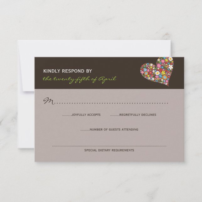 Fleurs de printemps Mariage de coeur lunaire RSVP (Devant)