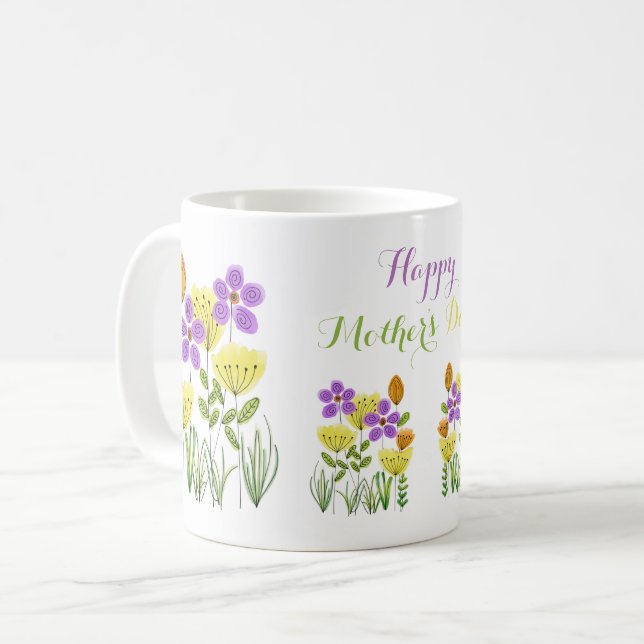 Fleurs de printemps mignonnes Bonne Mug de la Fête (Devant gauche)