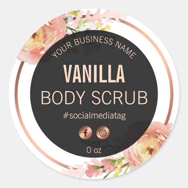 Fleurs de printemps noir et blanc Étiquettes de pr (Devant)