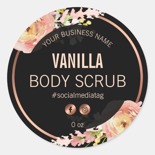 Fleurs de printemps noires Étiquettes de produits (Devant)