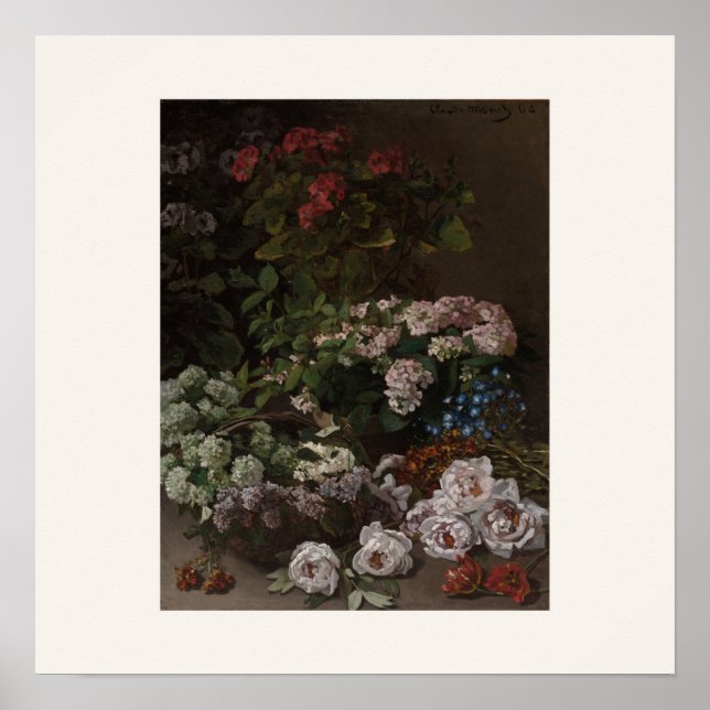Fleurs de printemps par Monet - Affiche carrée (Devant)