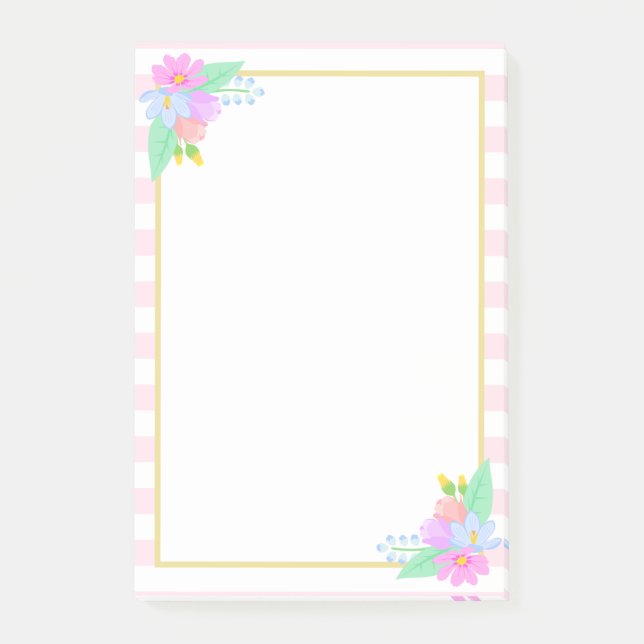 Fleurs de printemps Pink Stripes Post-it® Notes 4  (Devant)