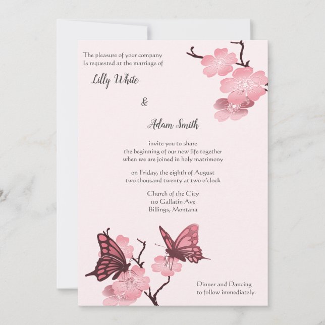 Fleurs de printemps roses avec papillons (Devant)