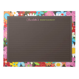 Fleurs de printemps Whimsical colorées Bloc-notes 