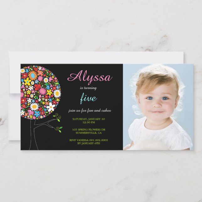 Fleurs de Printemps Whimsical Pop Tree Photo Girl' (Devant)