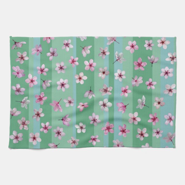 Fleurs de prune rayures serviette (Horizontal)