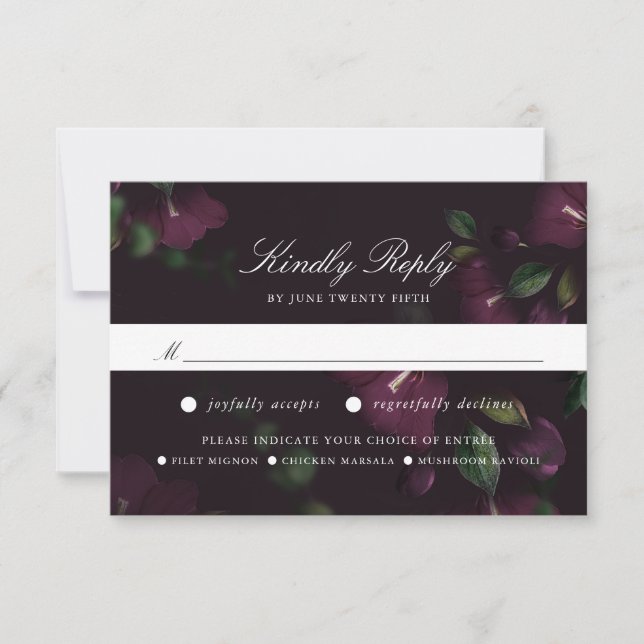 Fleurs de Prunier Foncé | Carte de réponse RSVP av (Devant)