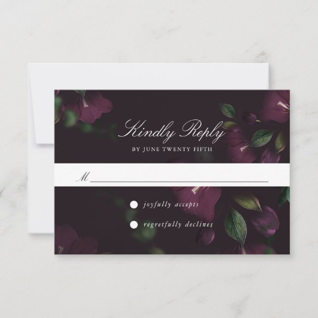 Fleurs de Prunier Foncé | Carte RSVP (Devant)