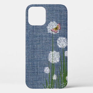 Fleurs de Puff sur Denim Coque-Mate coque iphone