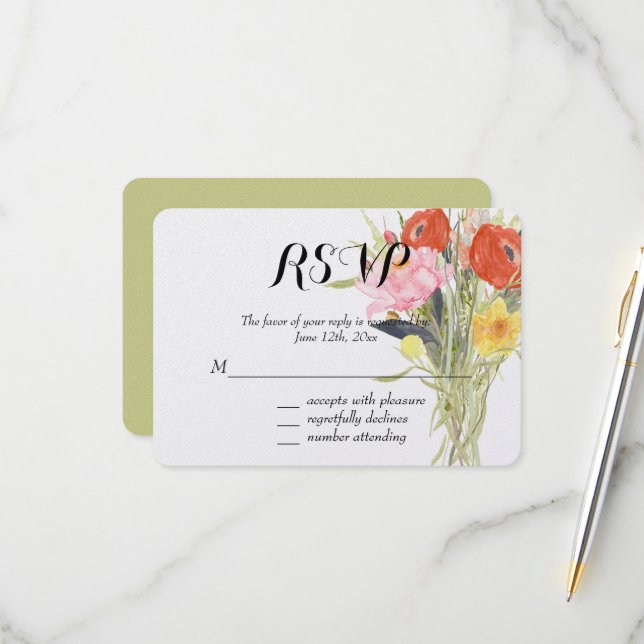 Fleurs de Ranunculus Rouge Rose Jaune RSVP (Devant/Arrière en situation)