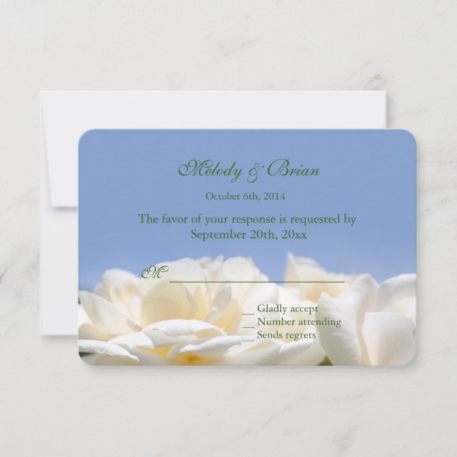 fleurs de rose blanches pures  rsvp de mariage (Devant)
