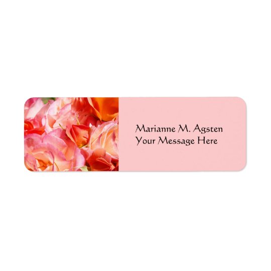 Fleurs de rose de rose d'étiquettes de nom et de étiquette d’adresse retour