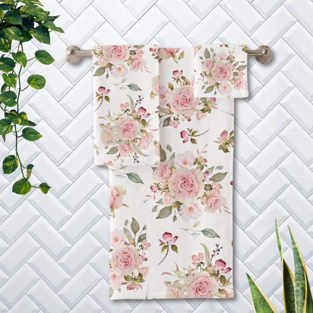 Fleurs de rose rose aquarelle motif floral (In situ)
