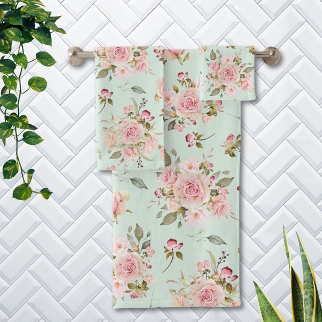 Fleurs de rose rose aquarelle motif floral (In situ)