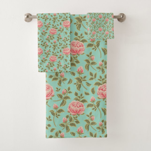 Fleurs de rose rose Vintage Turquoise (En situation)