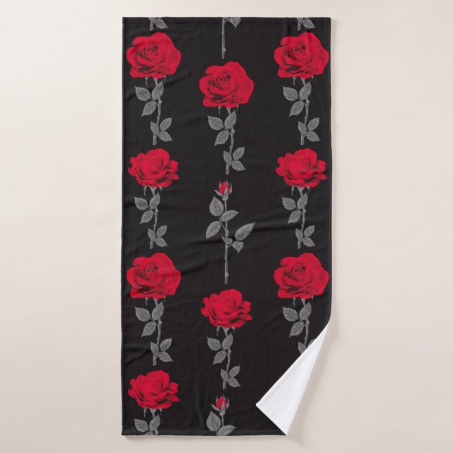 Fleurs de rose rouge motif vintages abstraites (Serviette de bain)