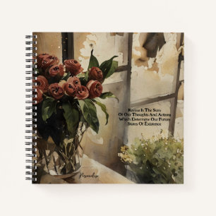 Fleurs de rose rouge vintage Karma Quote Journal