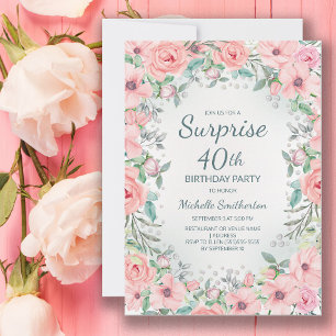 Fleurs de roses aquarelles roses perles 40e annive