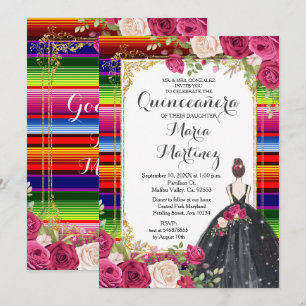 Fleurs de Roses Rouges Quinceañera Invitation Anni