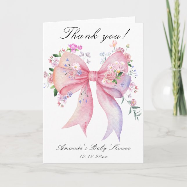 Fleurs de ruban floral Fille Baby Shower Merci (Devant)
