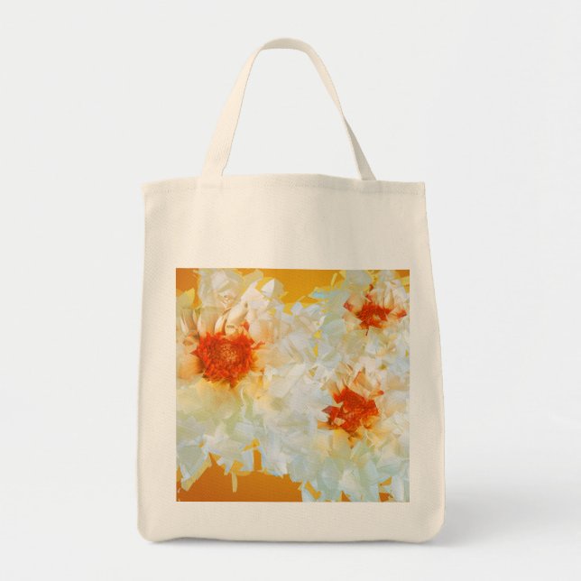 Fleurs de sac fourre-tout Cubiste blanc orange (Devant)
