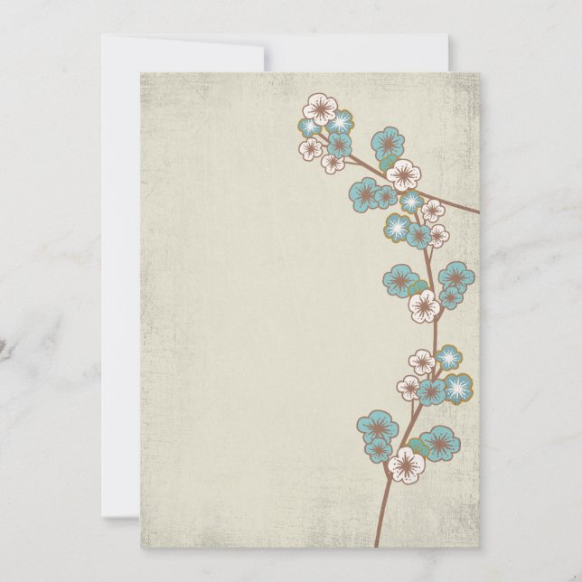 fleurs de sakura bleu vintage Invitation (Devant)