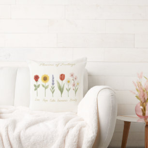 Fleurs de sentiments Jeter Oreiller - Amour, Espoi