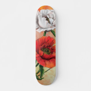 Fleurs de skateboard au coquelicot rouge blanc