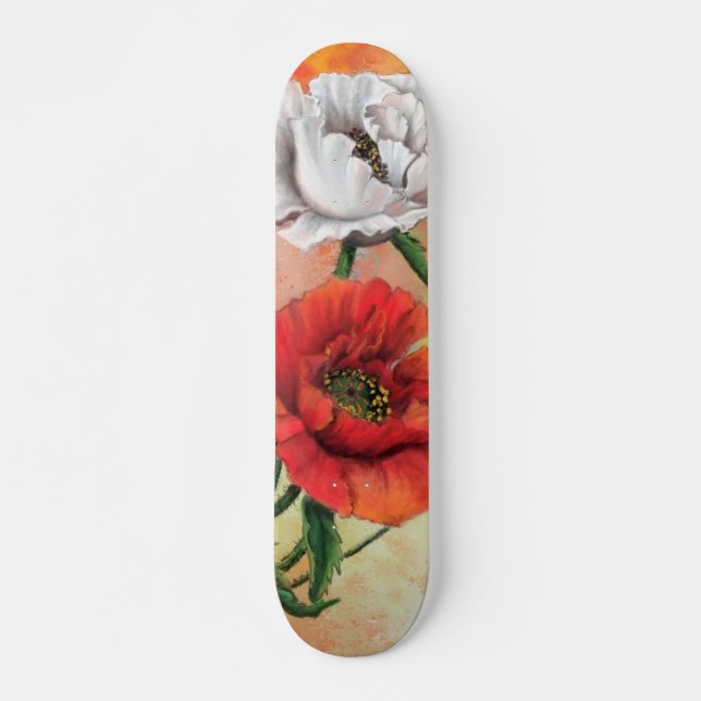 Fleurs de skateboard au coquelicot rouge blanc (Devant)