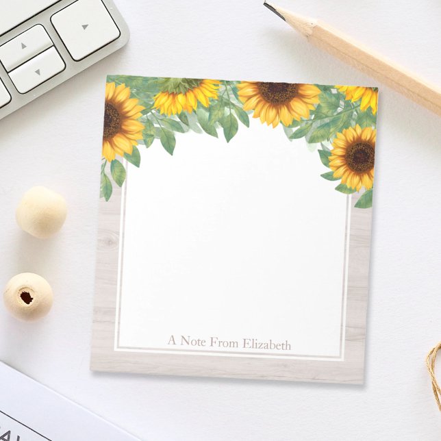 Fleurs de soleil aquarelle avec Bloc-notes en bord (Créateur téléchargé)
