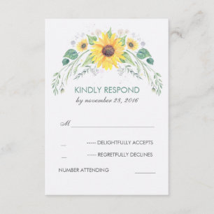Fleurs de soleil aquarelle Mariage rustique RSVP