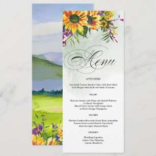 Fleurs de soleil Cartes de menu Mariage Wild Mea
